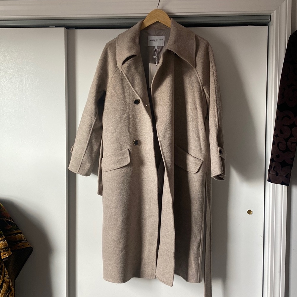 Petite Studio NYC oatmeal wool trench NWT PSM